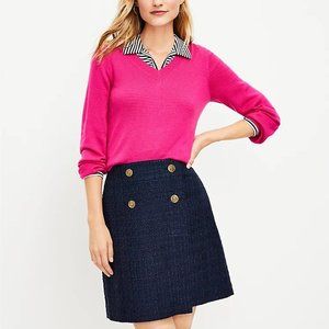 Loft Petite Tweed Button Wrap Skirt NWT